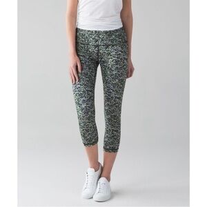 lululemon Wunder Under Hi Rise Crop 4 Full On Luxtreme Mini Ripple Desert Olive